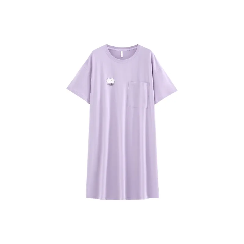 White Ran Nightgown Women's Purple-0