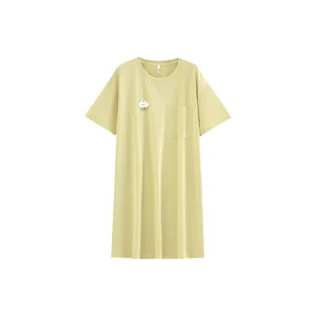 White Ran Nightgown Women's Light Yellow Green