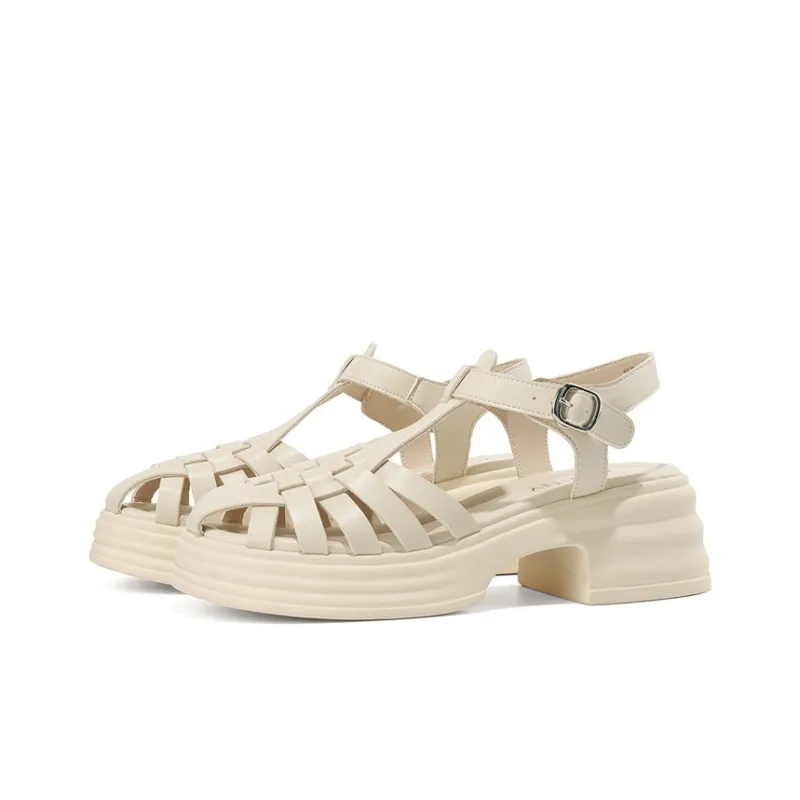 JOSINY Roman Sandals 6cm Women's Beige/Black-2