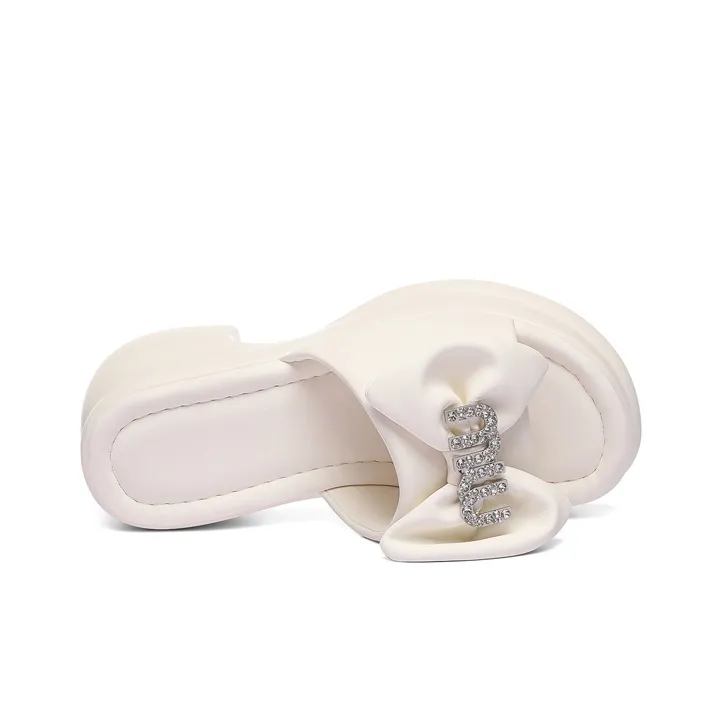 Golden Silk Rabbit Slide Slippers Women's-10