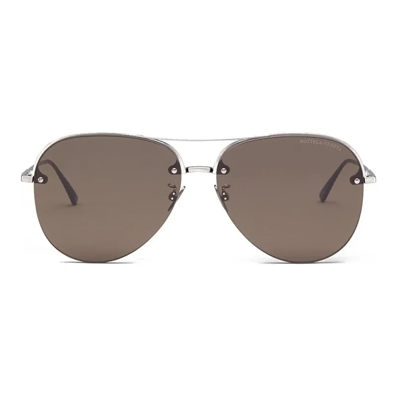 Bottega Veneta Metal Aviator Sunglasses Women's Silver-1