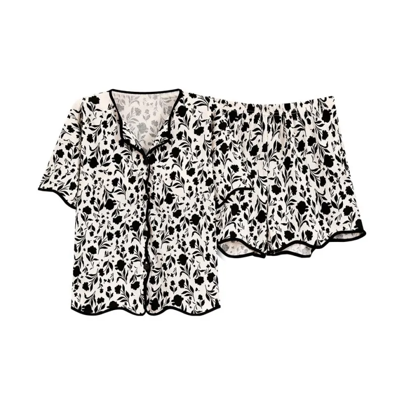 The Story Of The Flower Season Pajama Set Women's Black-0