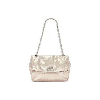 Balenciaga Logo Plaque Metallic Shoulder Bag