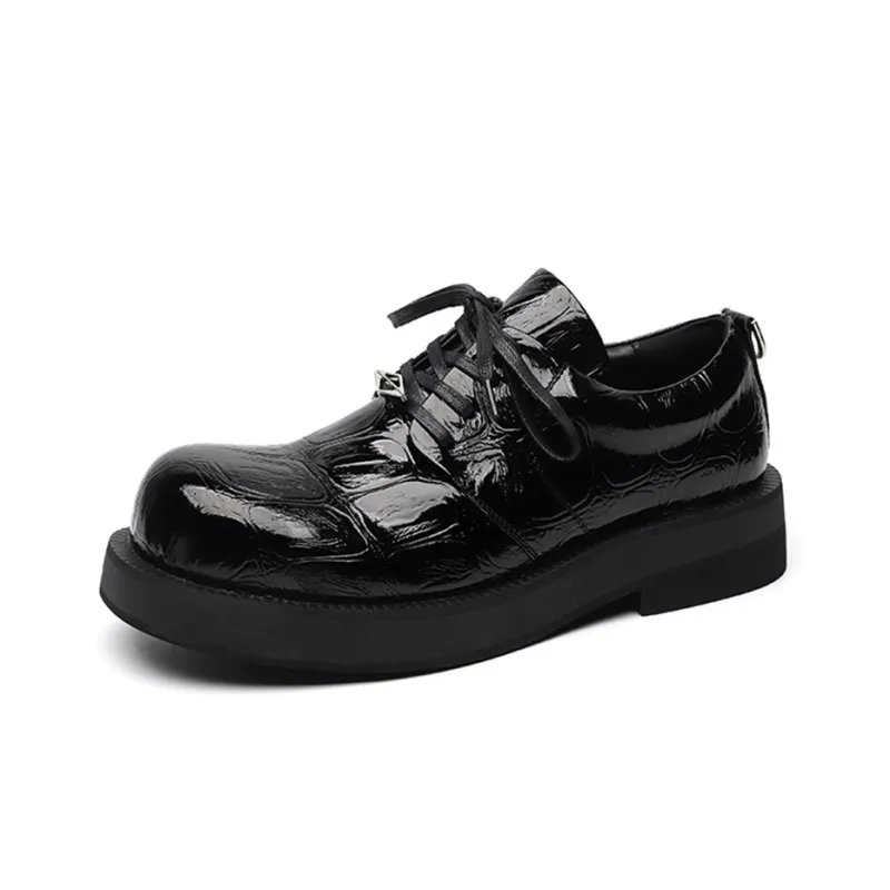 Zuogedu Trendy Casual Shoes Chunky Derby Shoes Men's Black-1