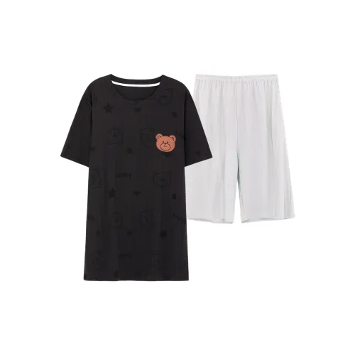 The Story Of The Flower Season Pajama Set Men's Black