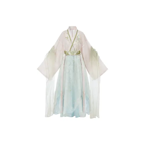 Cloud hidden moon embroidery Hanfu Women's Green