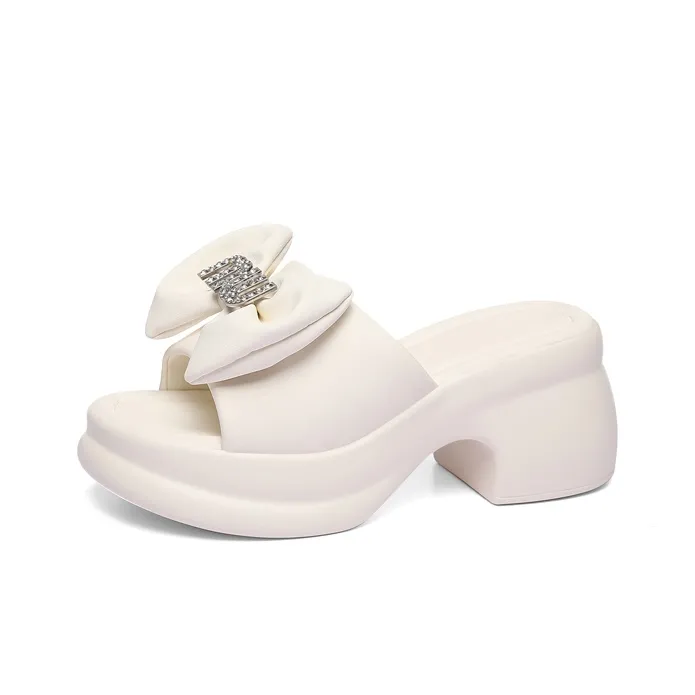 Golden Silk Rabbit Slide Slippers Women's-8