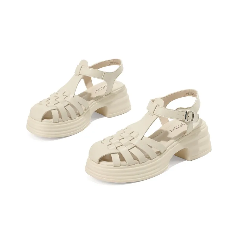 JOSINY Roman Sandals 6cm Women's Beige/Black-3