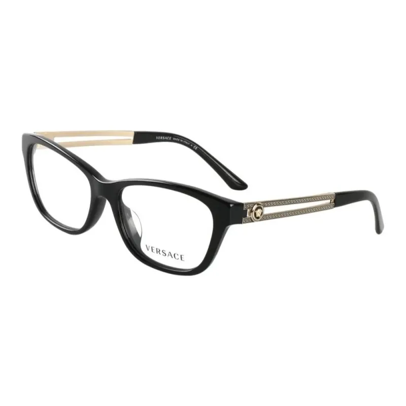 VERSACE Plate And Metal Square Eyeglass Frames Women's Black-0