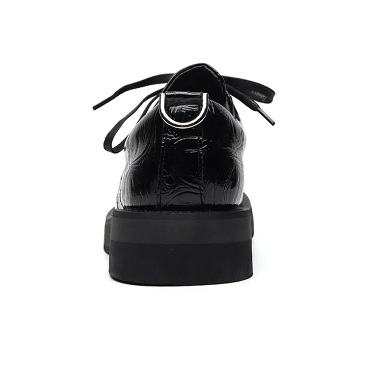 Zuogedu Trendy Casual Shoes Chunky Derby Shoes Men's Black-4