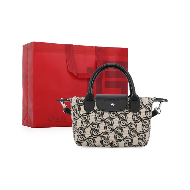 Dubaolu Fabric Handheld Shoulder Bag, Crossbody Bag Medium Size Women's Jacquard Fabric/Black-0