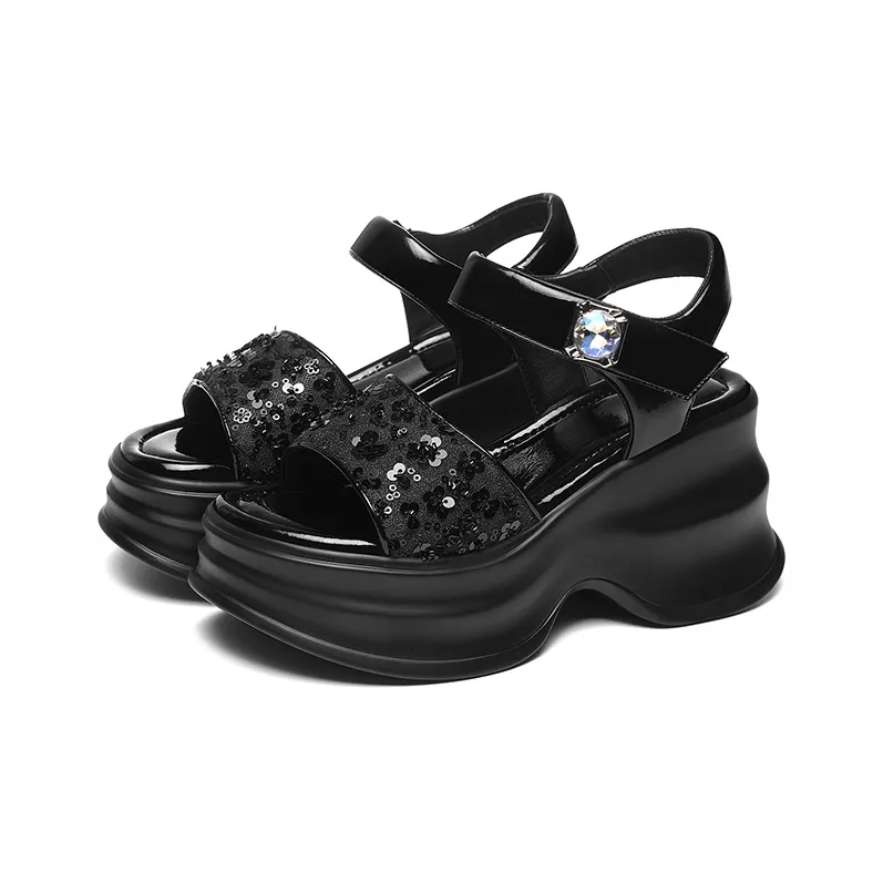 Golden Silk Rabbit Strap Sandals 8.5cm Women's-2