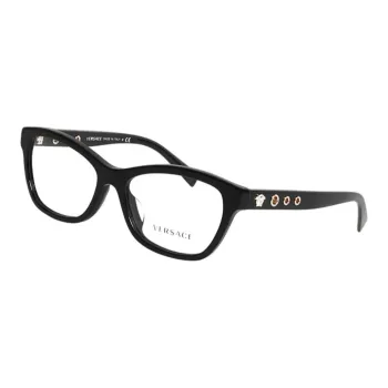 VERSACE Plate Frame Square Eyeglass Frames Women's Black