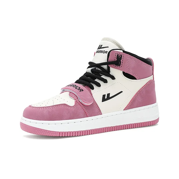 Warrior Mid Top Skateboard Shoes Unisex Beige Pink Black-1
