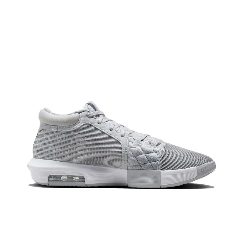 Nike Witness 8 Lebron'Team Bank' Abrasion Resistant Breathable Mid Top Basketball Shoes Men's White Gray-1