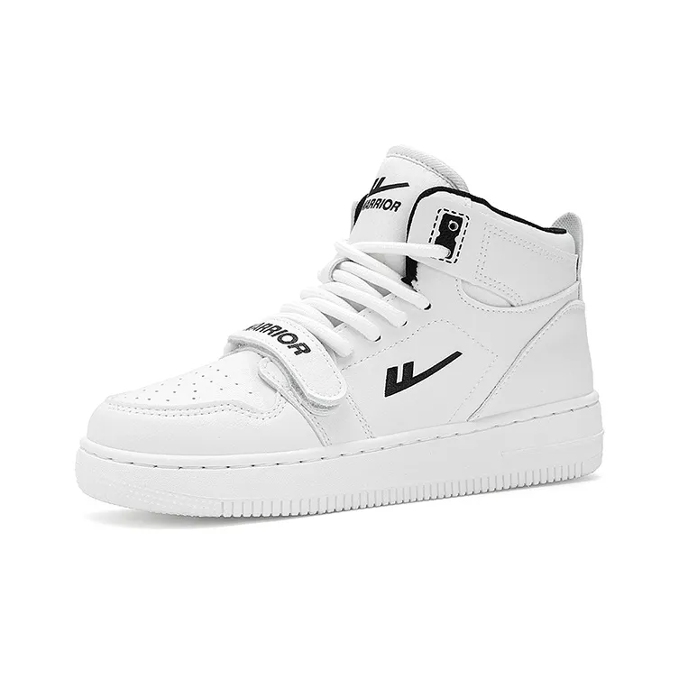 Warrior Mid Top Skateboard Shoes Unisex White Ink Black-1