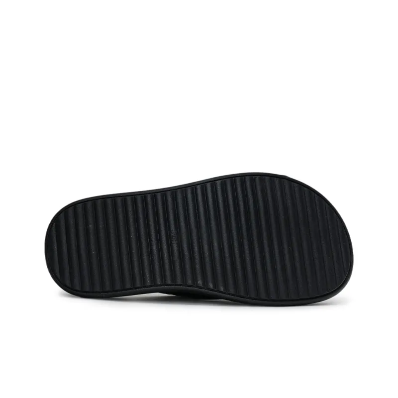 Humanism 1986 PVC Polyvinyl Chloride Slip Resistant Abrasion Resistant Massage Slide Slippers Women's Black Silver-5