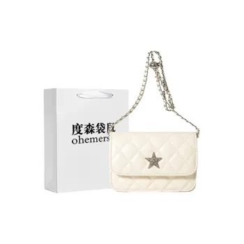 Dusen Kangaroo PU Shoulder Bag Regular Women's White/Silver/Black/Pink