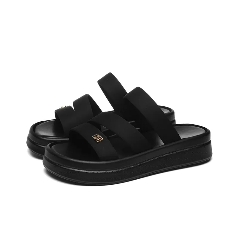 Golden Silk Rabbit PU Polyurethane Slide Slippers Women's-1