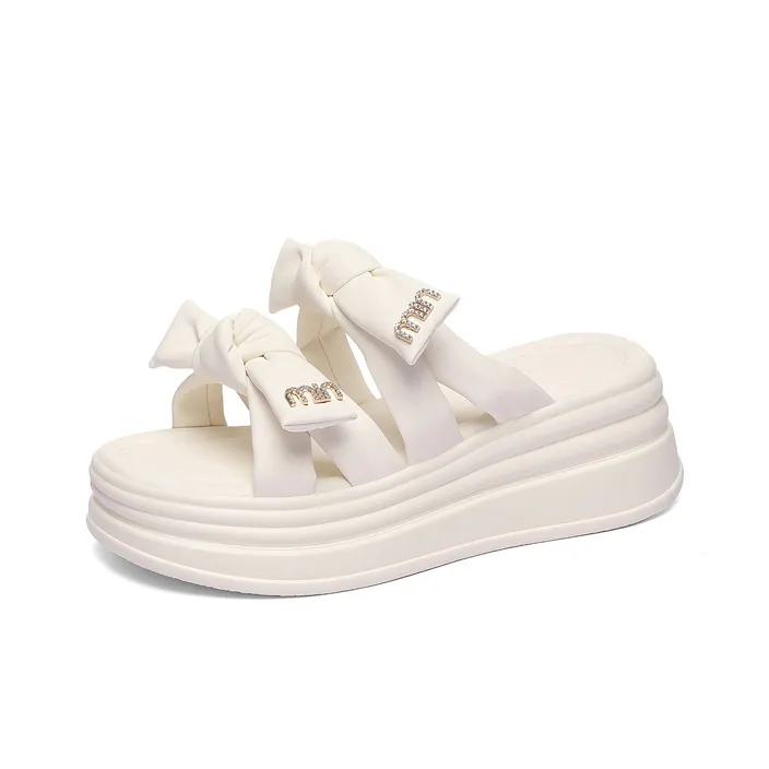 Golden Silk Rabbit Slide Slippers Women's-9