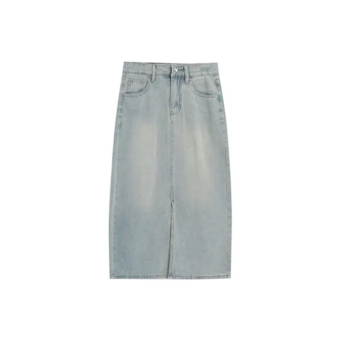 BVODE Denim Long Skirt Women's Glacier Blue-1