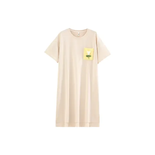 White Ran Nightgown Women's Apricot