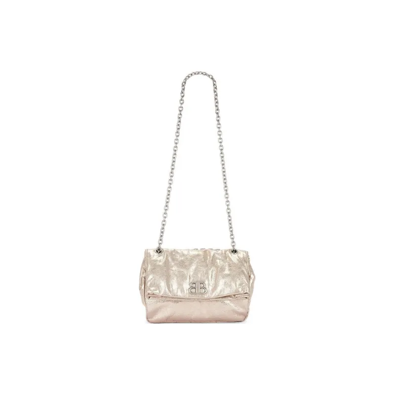 Balenciaga Logo Plaque Metallic Shoulder Bag-4