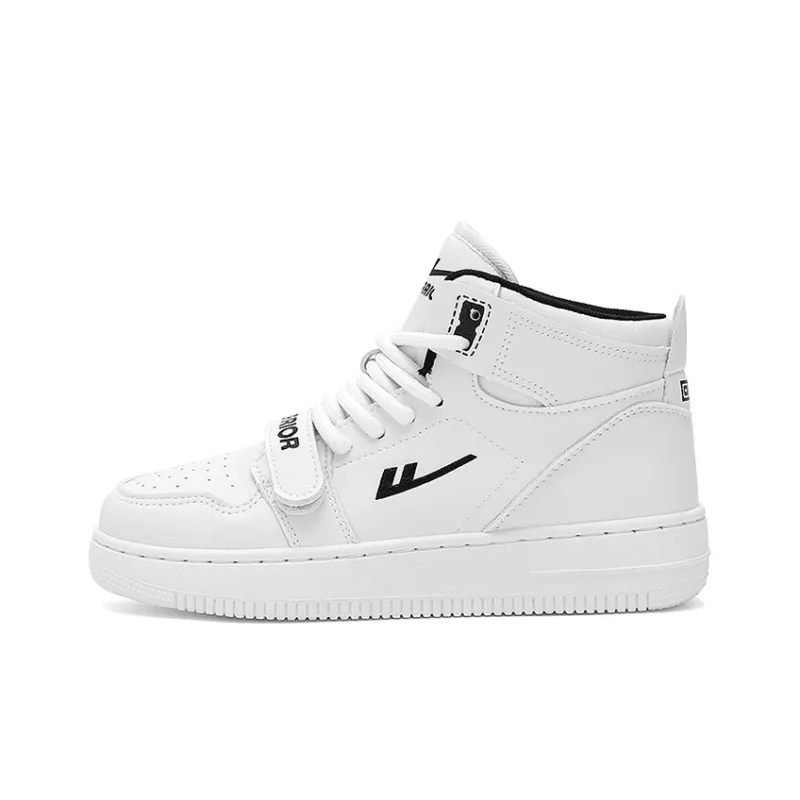 Warrior Mid Top Skateboard Shoes Unisex White Ink Black-0