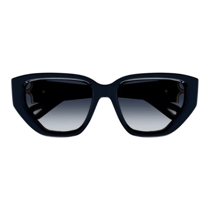 Chloe Plastic Irregular Shape Sunglasses Women's Black-1