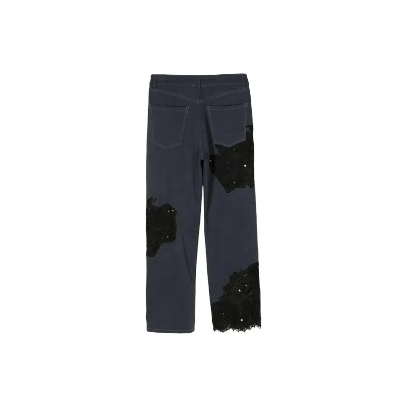 Collina Strade Lace Panels Straight leg Jeans-1