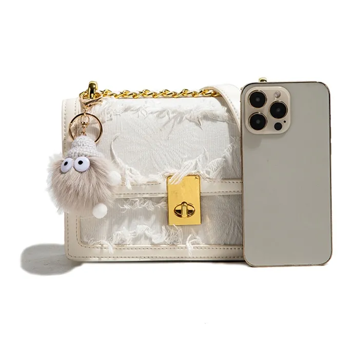 CAEISL&KCIEL PU Crossbody Bags Women's Fringe White/Embroidery Pink-1