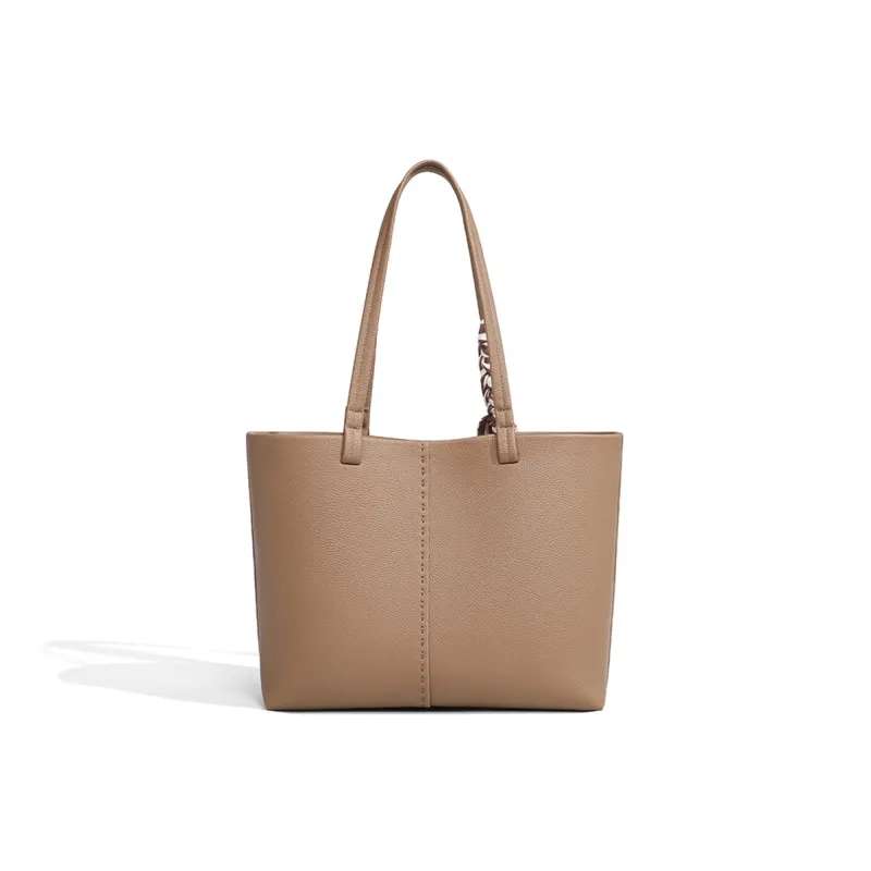 MILLIE'S Synthetic Leather Tote Bag, Shopping Bag, Handbag, Shoulder Bag Tubas Women's Brown/Khaki-12