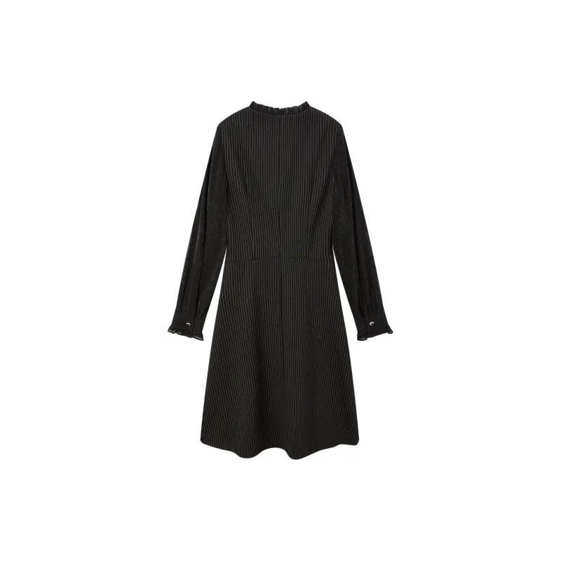 FINITY Long Sleeved Dresses Women's Black White Stripes-1