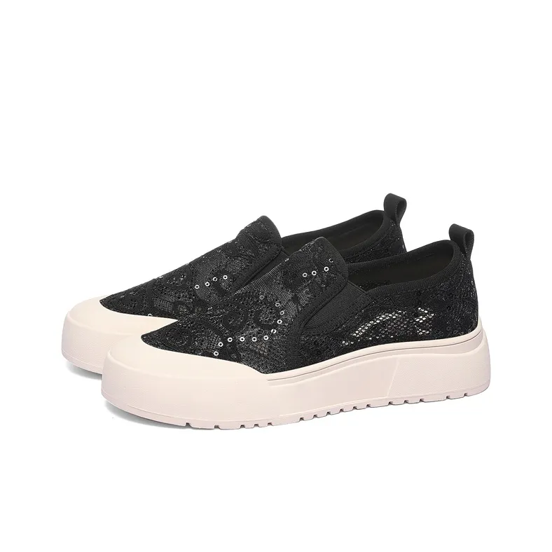 Golden Silk Rabbit Slip-Resistant Low-Top Casual Shoes Women's Black-2