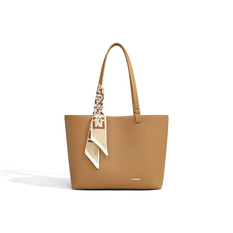 MILLIE'S Synthetic Leather Tote Bag, Shopping Bag, Handbag, Shoulder Bag Tubas Women's Brown/Khaki-4