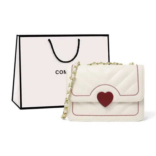 COMELY Synthetic Leather Small Square Bag Chain Bag Regular Women's White