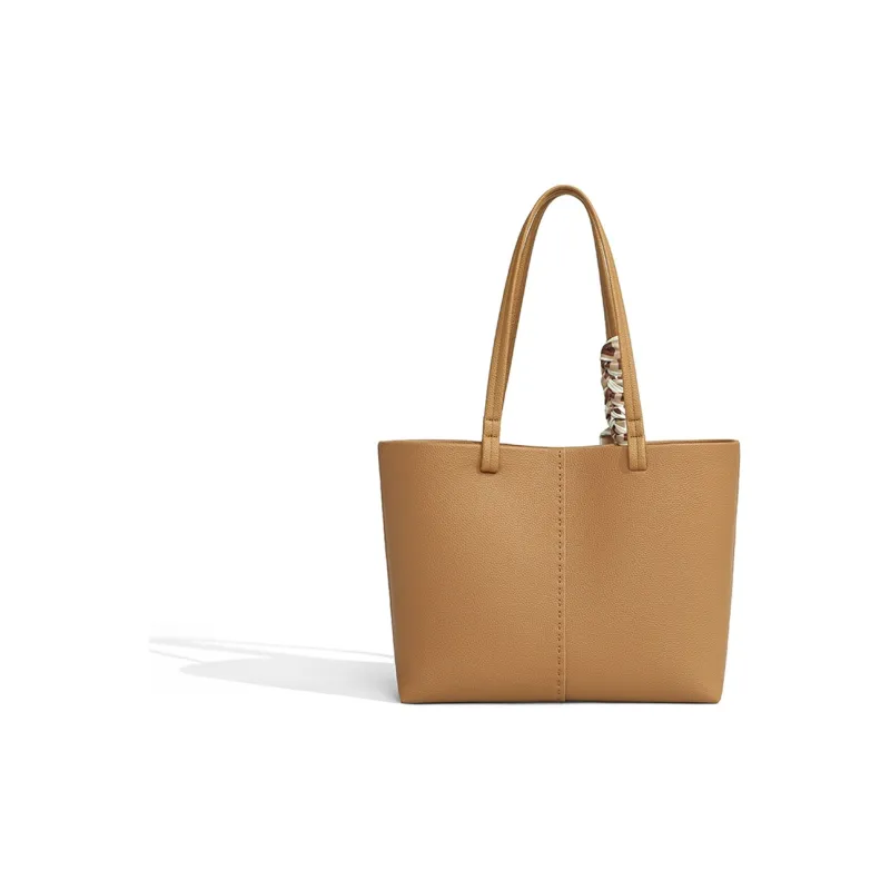 MILLIE'S Synthetic Leather Tote Bag, Shopping Bag, Handbag, Shoulder Bag Tubas Women's Brown/Khaki-5