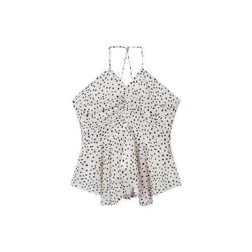 Ouyang Camisoles Women's White Background Polka Dot