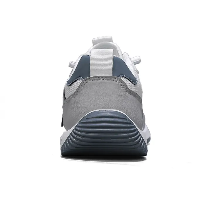 Warrior Ah Gan Shoes Durable Lightweight And Breathable Low Top Lace Free Casual Shoes Men's White Gray Dusty Blue-4
