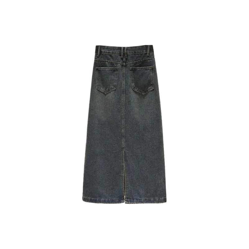 Concubine Zhu Denim Long Skirt Women's Blue-1