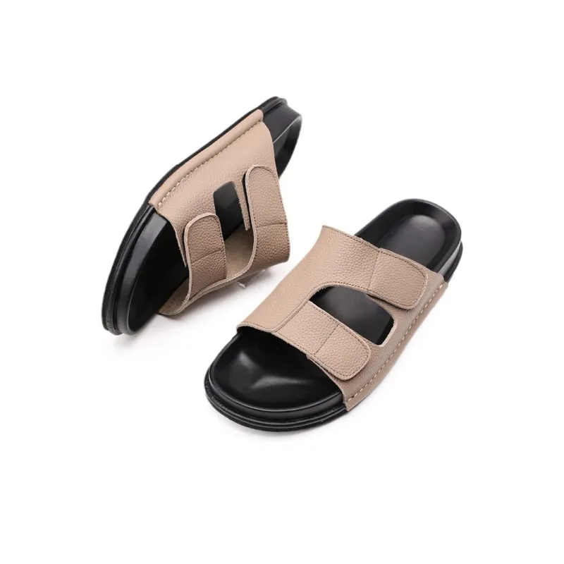 Voguhomme Rubber Sole Stitching Cut Out Abrasion Resistant Slide Slippers Men's-2