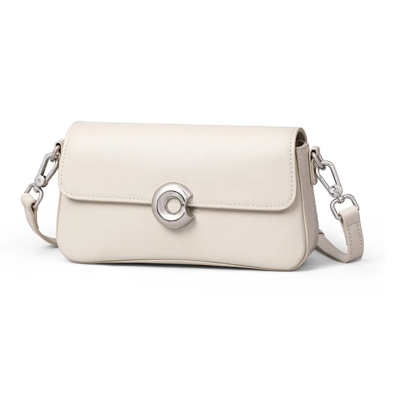 MILLIE'S Cow Leather Patchwork Synthetic Leather Shoulder Bag Crossbody Bag Regular Women's Silver/Milk White-8