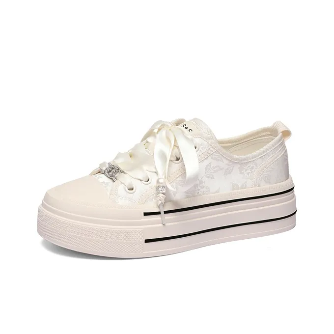 Golden Silk Rabbit Breathable Lightweight Height Increasing Low-Top Casual Shoes Women's Black-8