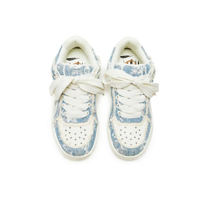 IMARSE Skateboard Shoes Unisex Low Top Blue/White/Beige-3
