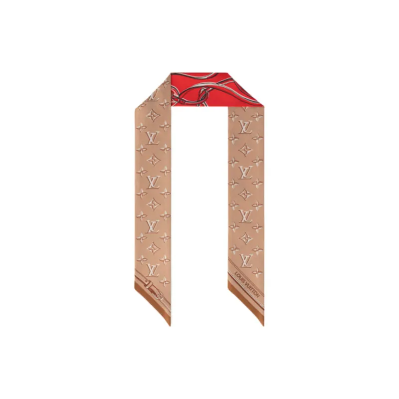 LOUIS VUITTON Silk Scarves Women's Red-1