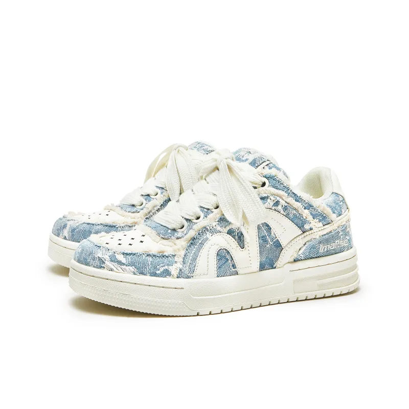 IMARSE Skateboard Shoes Unisex Low Top Blue/White/Beige-2