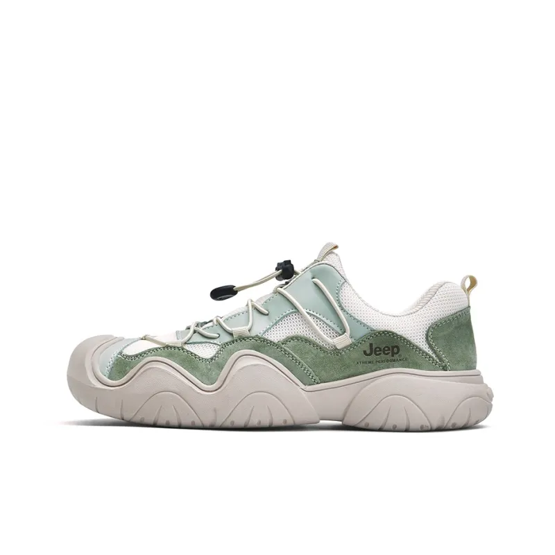 Jeep Cushioning Rebound Wear Resistant Lightweight Breathable Slip Resistant Low Top Outdoor Shoes Unisex Green-0