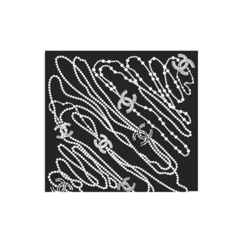 CHANEL Silk Silk Scarves Women's Black