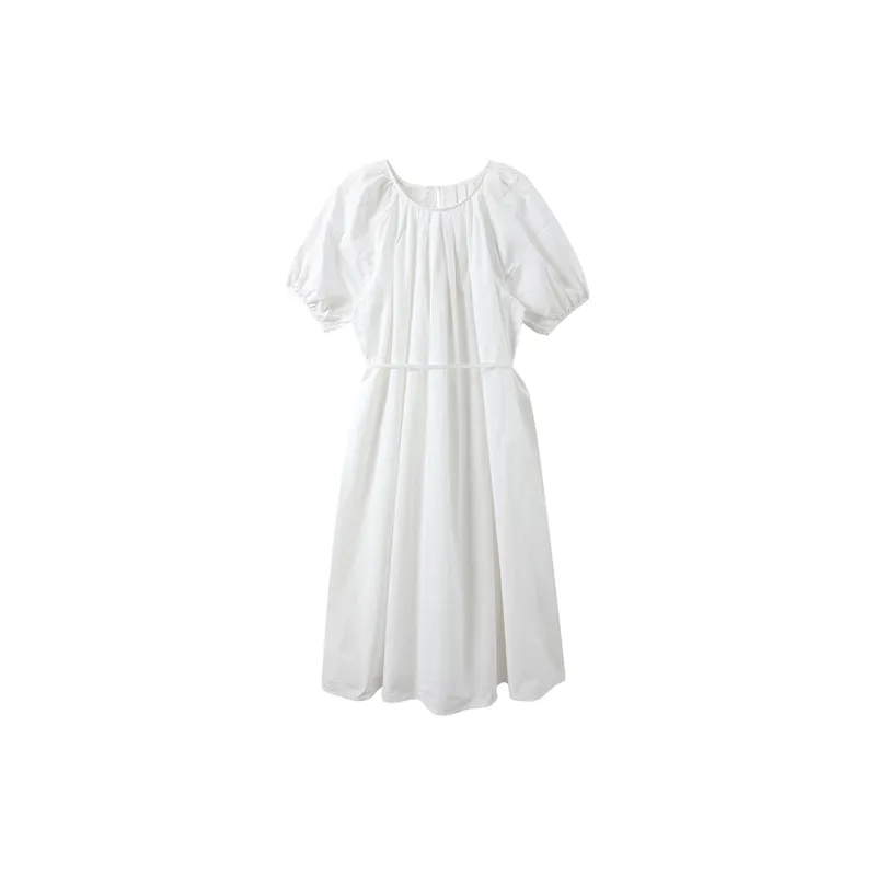 Adeworn Short Sleeved Dress Women's White-1