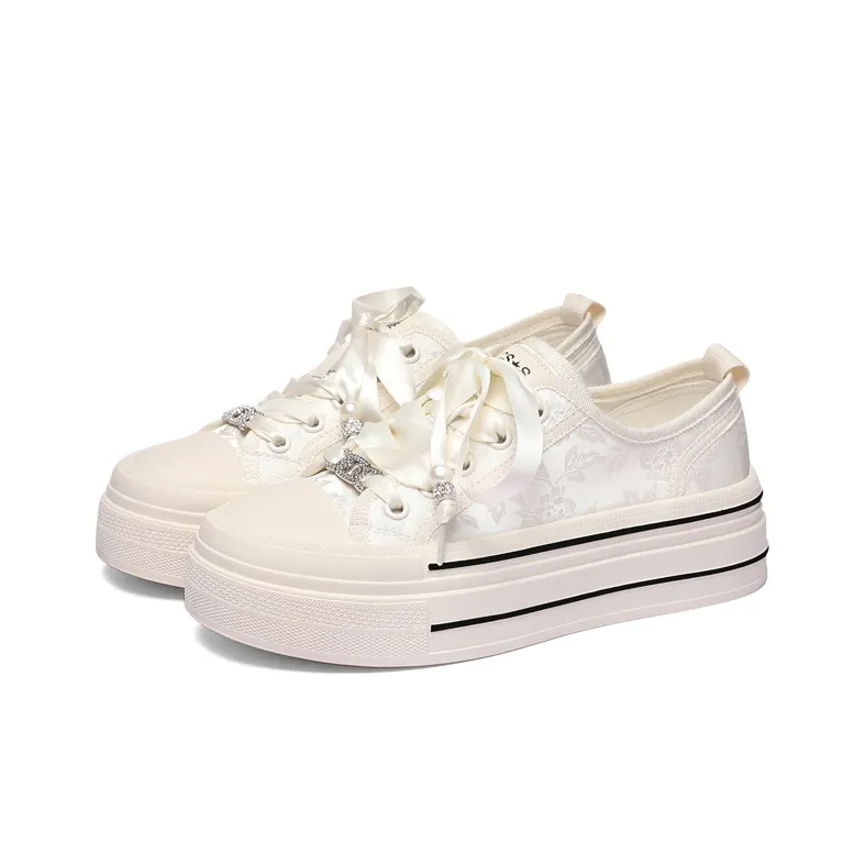 Golden Silk Rabbit Breathable Lightweight Height Increasing Low-Top Casual Shoes Women's Black-10